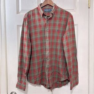 POLO Ralph Lauren Men's Button Down Shirt Plaid Green Red Blue Pony Size Large